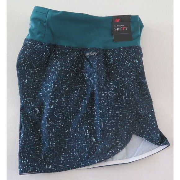 New Balance WS13265 Women's Sz S Mountain Teal Printed 5" Impact Shorts - Picture 5 of 6